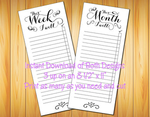 Weekly and Monthly To Do List Pages - School Planner, Work Planner, Desk Planner, Printable - J & S Graphics