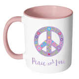 Peace and Love Color Accent Coffee Mug - J & S Graphics