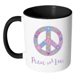 Peace and Love Color Accent Coffee Mug - J & S Graphics