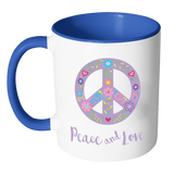 Peace and Love Color Accent Coffee Mug - J & S Graphics