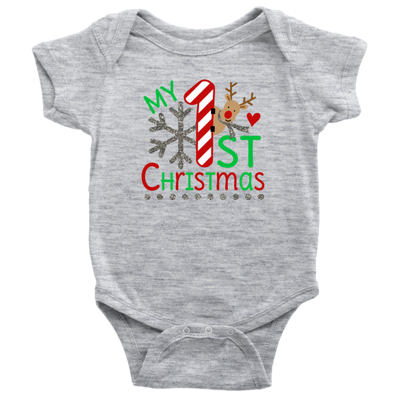 Baby's First Christmas Onesie Short Sleeve, Long Sleeve or Infant T-Shirt - J & S Graphics