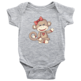 GIRL SOCK MONKEY Baby One Piece Snap Bodysuit - J & S Graphics