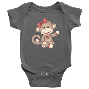 GIRL SOCK MONKEY Baby One Piece Snap Bodysuit - J & S Graphics