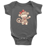 GIRL SOCK MONKEY Baby One Piece Snap Bodysuit - J & S Graphics