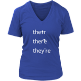 THEIR, THERE and THEY'RE Grammar Women's V-neck T-Shirt - J & S Graphics