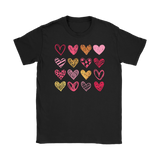 Sketchy Hearts Women's T-Shirt, Love, Pink and Gold Hearts