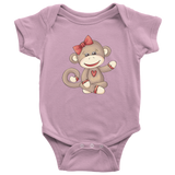 GIRL SOCK MONKEY Baby One Piece Snap Bodysuit - J & S Graphics