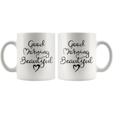 His & Hers Good Morning Handsome, Beautiful 11oz Coffee Mug Sets - J & S Graphics