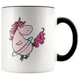 Pink Unicorn in Ballet Tutu Color Accent 11oz Coffee Mug