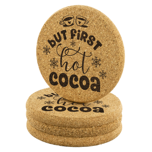 But First, Hot Cocoa 4pc Set of Cork Coasters