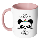 Unicorn Ninja Panda - Accent Coffee Mug - Choice of Accent color - J & S Graphics