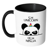 Unicorn Ninja Panda - Accent Coffee Mug - Choice of Accent color - J & S Graphics