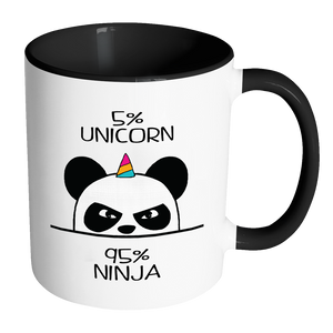 Unicorn Ninja Panda - Accent Coffee Mug - Choice of Accent color - J & S Graphics