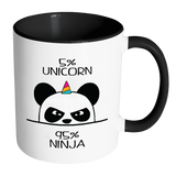 Unicorn Ninja Panda - Accent Coffee Mug - Choice of Accent color - J & S Graphics