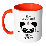 Unicorn Ninja Panda - Accent Coffee Mug - Choice of Accent color - J & S Graphics