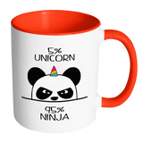 Unicorn Ninja Panda - Accent Coffee Mug - Choice of Accent color - J & S Graphics