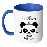 Unicorn Ninja Panda - Accent Coffee Mug - Choice of Accent color - J & S Graphics