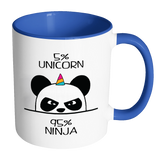 Unicorn Ninja Panda - Accent Coffee Mug - Choice of Accent color - J & S Graphics