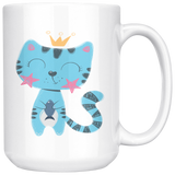Blue Princess Kitty Cat COFFEE MUG, 11oz or 15oz