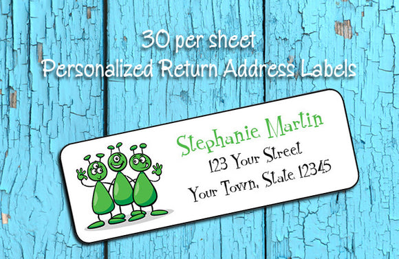 Personalized Cute ALIENS Return ADDRESS Labels - J & S Graphics