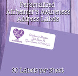 Personalized ALZHEIMER'S Awareness Ribbon Address Labels, Return Address Labels, Love Never Forgets