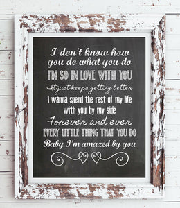 AMAZED - Lonestar Song Lyric Quote Digital "Faux Chalkboard" Design Typography Wall Decor INSTANT DOWNLOAD - J & S Graphics