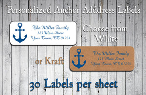 ANCHOR Return Address Labels, Nautical. Wedding, Newlyweds, Shower, Personalized - J & S Graphics