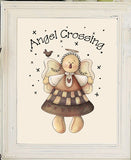 ANGEL CROSSING Typography Prim Wall Decor Art, Ivory Background, Instant Download - J & S Graphics