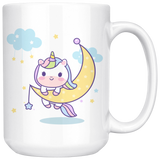 Kawaii Unicorn on Moon, So Cute 11oz or 15oz COFFEE MUG