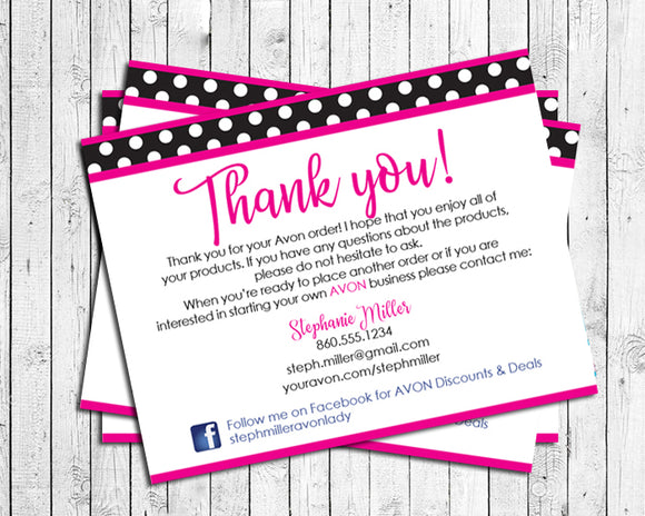 AVON Representative THANK YOU Note CARDS, Digital Printable, Personalized - J & S Graphics