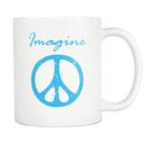 IMAGINE PEACE 11oz White Ceramic Coffee Mug 5 Color Choices - J & S Graphics