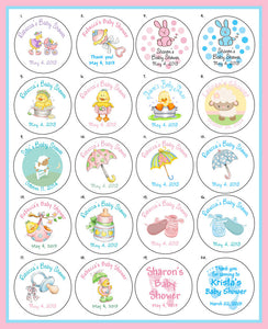 Baby Shower 2" Round Personalized Custom Labels - 20 per sheet - J & S Graphics