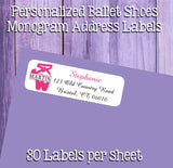 BALLERINA Name MONOGRAM Return Address Labels, Personalized