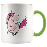 Pink Unicorn in Ballet Tutu Color Accent 11oz Coffee Mug