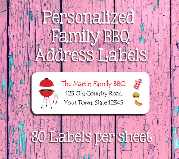 BBQ design Return ADDRESS Labels, Personalized