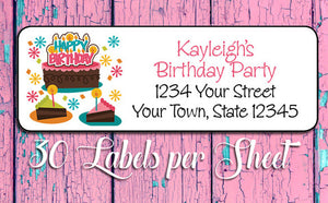 BIRTHDAY Themed Return Address Labels, Family, Personalized - J & S Graphics