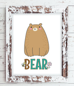 B is for BEAR Print for Baby's or Child's Room Nursery Decor Boy or Girl INSTANT DOWNLOAD - J & S Graphics