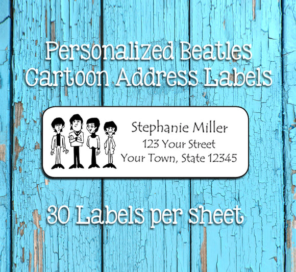 Personalized Beatles Cartoon Labels, Property of, ADDRESS Labels