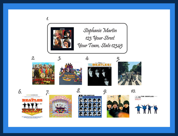 Personalized Beatles Album Cover Labels, Property of, ADDRESS Labels