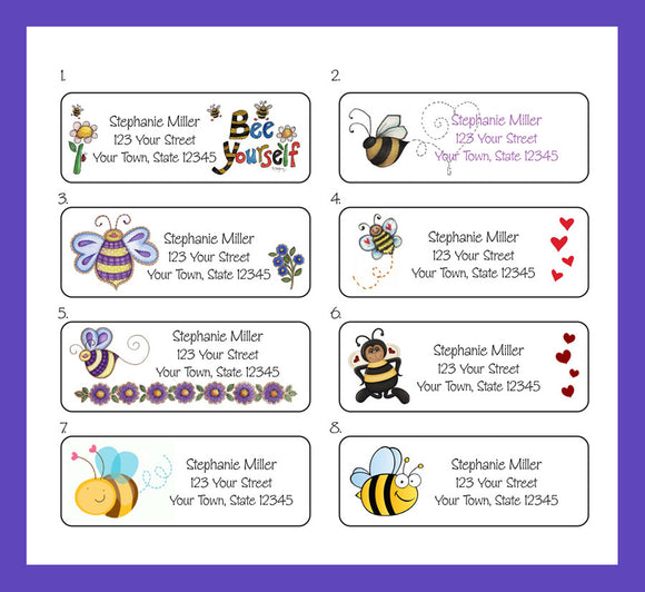BEES, Bumble Bees Return Address Labels, Personalized - J & S Graphics