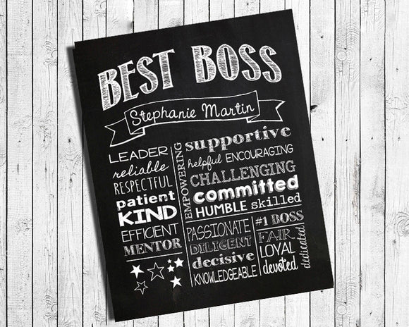 Personalized Gift for Boss Digital Printable Wall Decor Gift - DIY - J & S Graphics