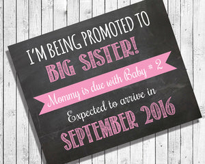 Pregnancy Announcement Photo Prop, 8x10 Personalized Big Sister Print - J & S Graphics