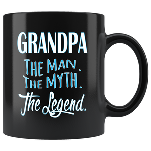 GRANDPA The Man, The Myth, The Legend Black Ceramic COFFEE MUG - J & S Graphics