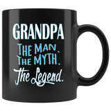 GRANDPA The Man, The Myth, The Legend Black Ceramic COFFEE MUG - J & S Graphics