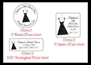 Personalized Little Black Dress BRIDAL SHOWER LABELS - J & S Graphics