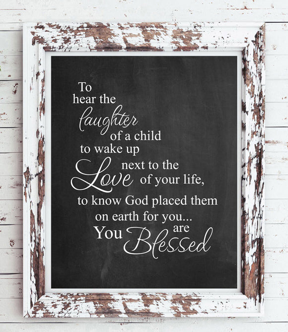 YOU ARE BLESSED 8x10 Typography Wall Art Poster PRINT, Children, Love - J & S Graphics