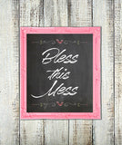 BLESS THIS MESS 8x10 Faux Chalkboard Design Wall Art Poster PRINT - J & S Graphics