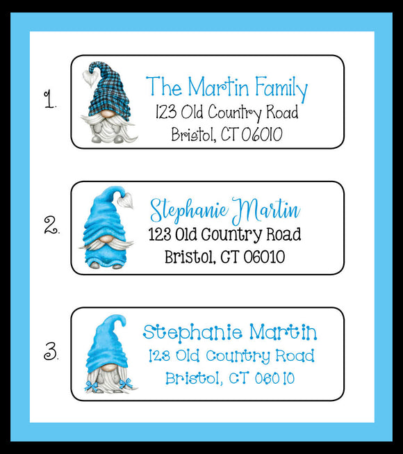 BLUE GNOMES Labels, Property of, ADDRESS Labels, Sets of 30 Personalized Labels