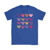 Sketchy Hearts Women's T-Shirt, Love, Pink and Gold Hearts