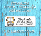 SCHOOL BUS Name MONOGRAM Return Address Labels, Personalized